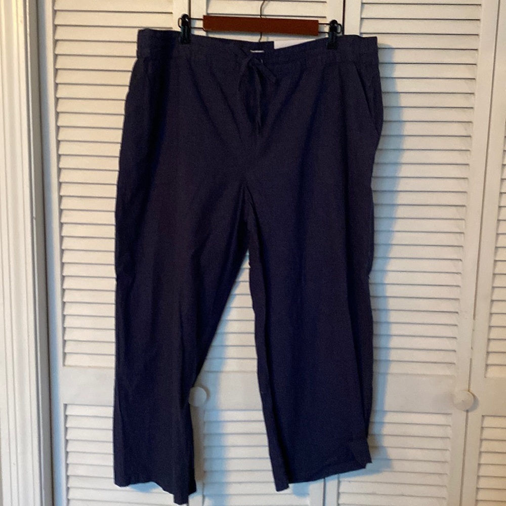 Liz Claiborne Navy Blue Linen blend wide leg women’s pants size XL
